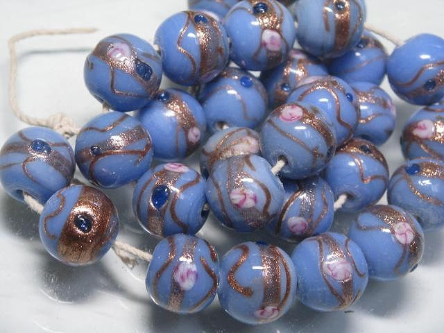 | TOKO-BEADS |CG899N インドビーズ（30個パック） 15mmとんぼ玉,ビーズ,トンボ玉,アジア,インド,エスニック,手作り,パーツ,アクセサリー