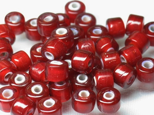 | TOKO-BEADS |CG916P-09 ホワイトハートビーズ（30g） 7.5~8.5mmとんぼ玉,ビーズ,トンボ玉,アジア,インド,エスニック,手作り,パーツ,アクセサリー