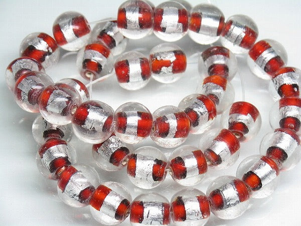 TOKO-BEADS CG917P-01 Silver foil bead (40pcs) 11mm CG917P-01 シルバーフォイルビーズ（40個パック） 11mm Asian bead & African bead  Handmade,Lampeork,bead,asia,india,ethnic,parts,accessory,beads とんぼ玉,ビーズ,トンボ玉,アジア,インド,エスニック,手作り,パーツ,アクセサリー