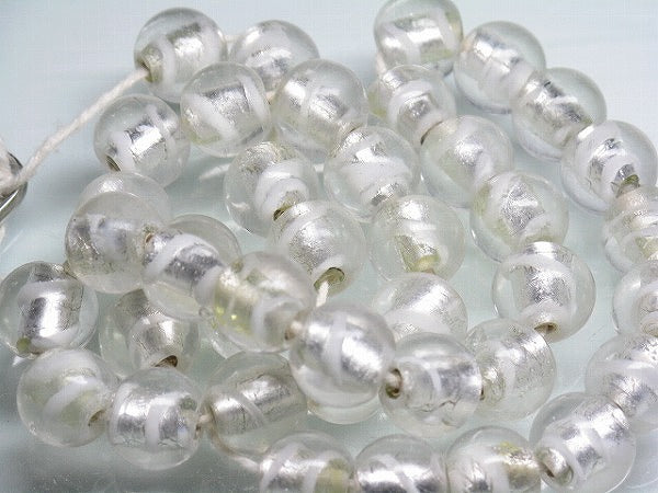 TOKO-BEADS CG918P-01 Silver foil bead (40pcs) 11mm CG918P-01 シルバーフォイルビーズ（40個パック） 11mm Asian bead & African bead  Handmade,Lampeork,bead,asia,india,ethnic,parts,accessory,beads とんぼ玉,ビーズ,トンボ玉,アジア,インド,エスニック,手作り,パーツ,アクセサリー