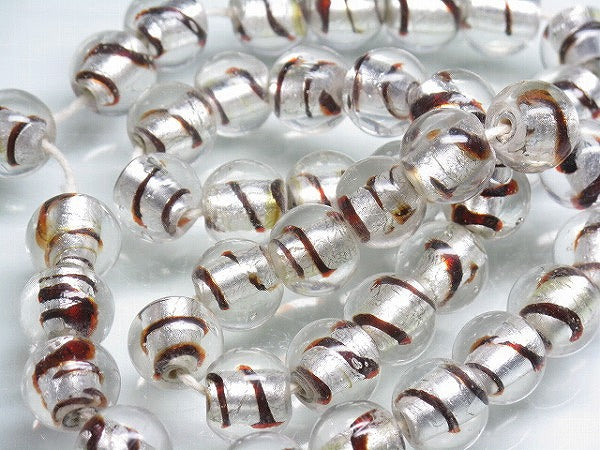 TOKO-BEADS CG918P-09 Silver foil bead (40pcs) 11mm CG918P-09 シルバーフォイルビーズ（40個パック） 11mm Asian bead & African bead  Handmade,Lampeork,bead,asia,india,ethnic,parts,accessory,beads とんぼ玉,ビーズ,トンボ玉,アジア,インド,エスニック,手作り,パーツ,アクセサリー