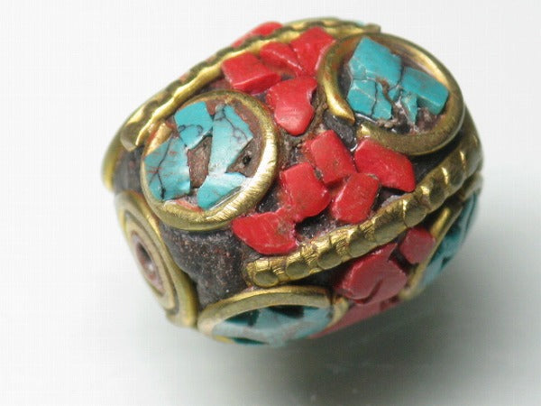 TOKO-BEADS CL101-58 Indian Ladakh bead 13mm CL101-58 ラダックビーズ 13mm Asian bead & African bead  Handmade,Lampeork,bead,asia,india,ethnic,parts,accessory,beads とんぼ玉,ビーズ,トンボ玉,アジア,インド,エスニック,手作り,パーツ,アクセサリー