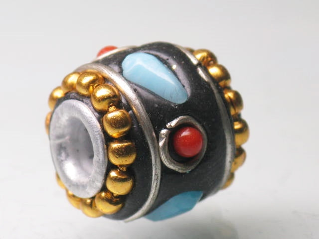 TOKO-BEADS CL201-47 Indian Ladakh bead 13.5mm CL201-47 ラダックビーズ 13.5mm Asian bead & African bead  Handmade,Lampeork,bead,asia,india,ethnic,parts,accessory,beads とんぼ玉,ビーズ,トンボ玉,アジア,インド,エスニック,手作り,パーツ,アクセサリー