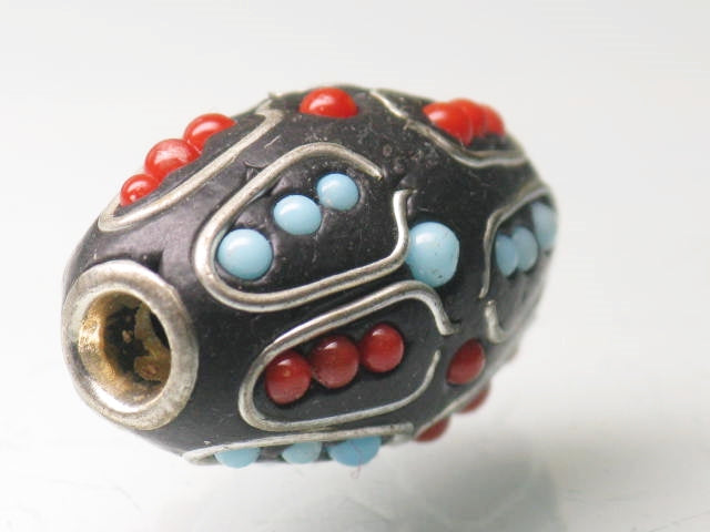 TOKO-BEADS CL201-61 Indian Ladakh bead 13mm CL201-61 ラダックビーズ 13mm Asian bead & African bead  Handmade,Lampeork,bead,asia,india,ethnic,parts,accessory,beads とんぼ玉,ビーズ,トンボ玉,アジア,インド,エスニック,手作り,パーツ,アクセサリー
