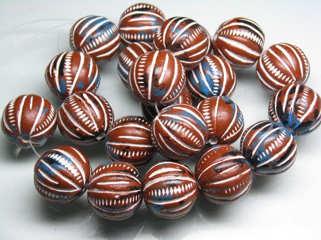 TOKO-BEADS CZ019-01N Clay bead 18mm CZ019-01N クレイビーズ 18mm Asian bead & African bead  Handmade,Lampeork,bead,asia,india,ethnic,parts,accessory,beads とんぼ玉,ビーズ,トンボ玉,アジア,インド,エスニック,手作り,パーツ,アクセサリー