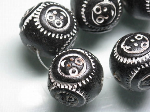 TOKO-BEADS CZ026-01N Clay bead(strand)  22mm CZ026-01N インドクレイビーズ（連） 22mm Asian bead & African bead  Handmade,Lampeork,bead,asia,india,ethnic,parts,accessory,beads とんぼ玉,ビーズ,トンボ玉,アジア,インド,エスニック,手作り,パーツ,アクセサリー