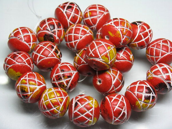 TOKO-BEADS CZ035-01N Clay bead(strand)  18mm CZ035-01N インドクレイビーズ（連） 18mm Asian bead & African bead  Handmade,Lampeork,bead,asia,india,ethnic,parts,accessory,beads とんぼ玉,ビーズ,トンボ玉,アジア,インド,エスニック,手作り,パーツ,アクセサリー