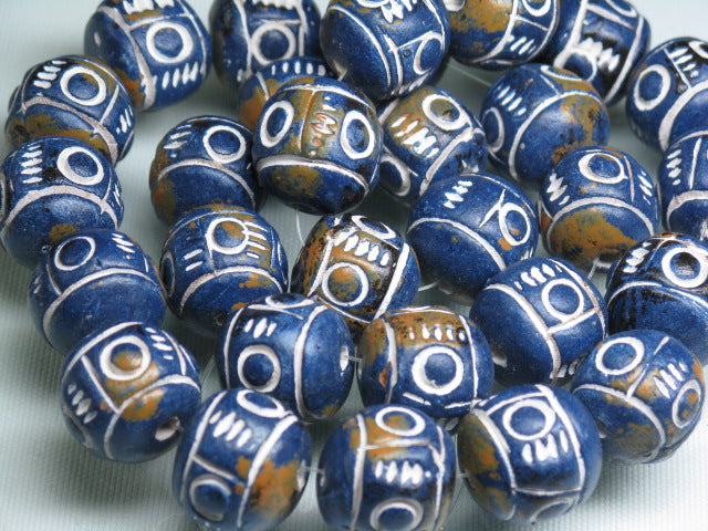 TOKO-BEADS CZ035-13N Clay bead(strand)  14.5mm CZ035-13N インドクレイビーズ（連） 14.5mm Asian bead & African bead  Handmade,Lampeork,bead,asia,india,ethnic,parts,accessory,beads とんぼ玉,ビーズ,トンボ玉,アジア,インド,エスニック,手作り,パーツ,アクセサリー