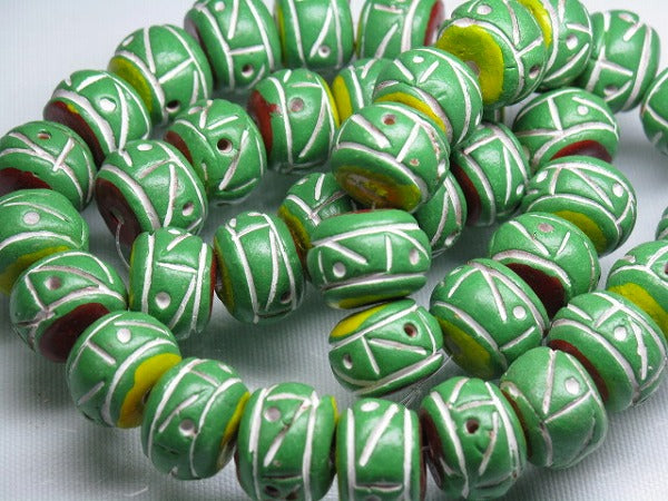 TOKO-BEADS CZ035-18N Clay bead(strand)  14mm CZ035-18N インドクレイビーズ（連） 14mm Asian bead & African bead  Handmade,Lampeork,bead,asia,india,ethnic,parts,accessory,beads とんぼ玉,ビーズ,トンボ玉,アジア,インド,エスニック,手作り,パーツ,アクセサリー