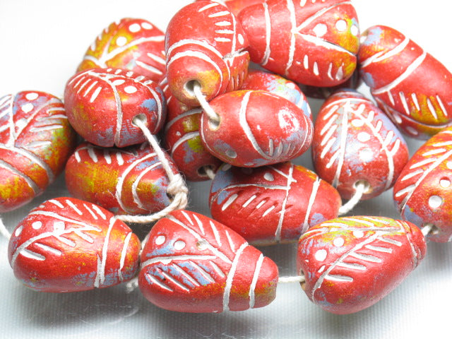 TOKO-BEADS CZ035-32N Clay bead(strand)  18mm CZ035-32N インドクレイビーズ（連） 18mm Asian bead & African bead  Handmade,Lampeork,bead,asia,india,ethnic,parts,accessory,beads とんぼ玉,ビーズ,トンボ玉,アジア,インド,エスニック,手作り,パーツ,アクセサリー