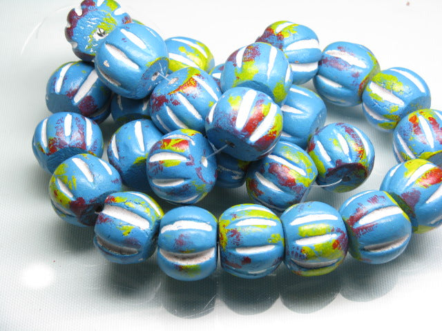 TOKO-BEADS CZ035-34N Clay bead(strand)  17~18mm CZ035-34N インドクレイビーズ（連） 17~18mm Asian bead & African bead  Handmade,Lampeork,bead,asia,india,ethnic,parts,accessory,beads とんぼ玉,ビーズ,トンボ玉,アジア,インド,エスニック,手作り,パーツ,アクセサリー