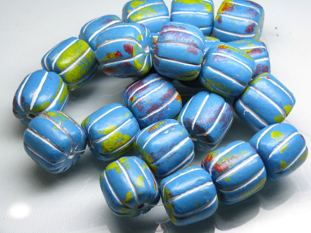 TOKO-BEADS CZ035-35N Clay bead(strand)  19mm CZ035-35N インドクレイビーズ（連） 19mm Asian bead & African bead  Handmade,Lampeork,bead,asia,india,ethnic,parts,accessory,beads とんぼ玉,ビーズ,トンボ玉,アジア,インド,エスニック,手作り,パーツ,アクセサリー