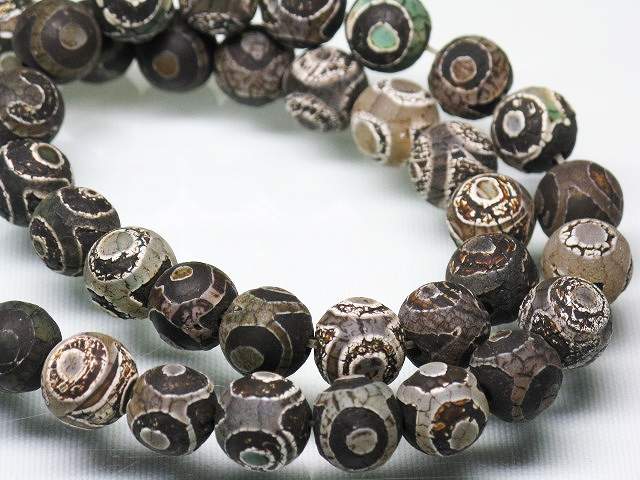 TOKO-BEADS EZ010N-01 Antique Tibetan agate bead (strand) 10mm EZ010N-01 アンティークチベット天然石ビーズ（連） 10mm Asian bead & African bead  Handmade,Lampeork,bead,asia,india,ethnic,parts,accessory,beads とんぼ玉,ビーズ,トンボ玉,アジア,インド,エスニック,手作り,パーツ,アクセサリー