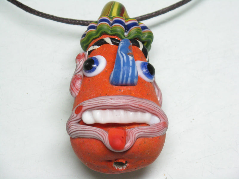 TOKO-BEADS MT001-01 Manik Topeng 58mm MT001-01 マニックトペン（マスク） 58mm Asian bead & African bead  Handmade,Lampeork,bead,asia,india,ethnic,parts,accessory,beads とんぼ玉,ビーズ,トンボ玉,アジア,インド,エスニック,手作り,パーツ,アクセサリー