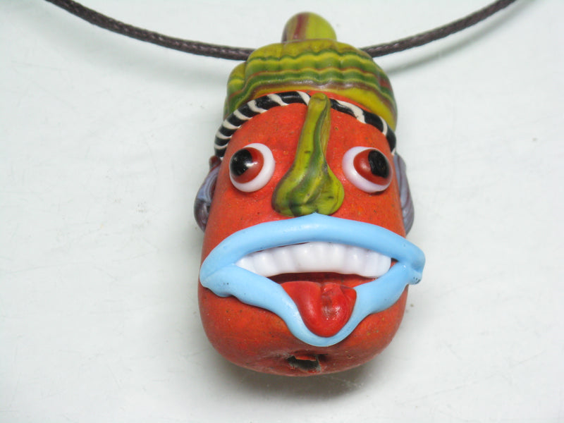 TOKO-BEADS MT001-02 Manik Topeng 55mm MT001-02 マニックトペン（マスク） 55mm Asian bead & African bead  Handmade,Lampeork,bead,asia,india,ethnic,parts,accessory,beads とんぼ玉,ビーズ,トンボ玉,アジア,インド,エスニック,手作り,パーツ,アクセサリー