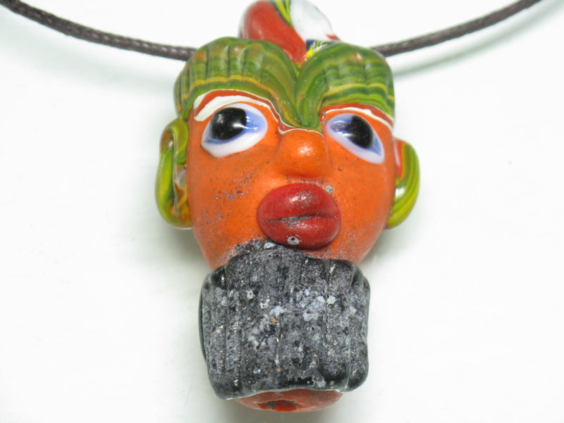 TOKO-BEADS MT001-04 Manik Topeng 56mm MT001-04 マニックトペン（マスク） 56mm Asian bead & African bead  Handmade,Lampeork,bead,asia,india,ethnic,parts,accessory,beads とんぼ玉,ビーズ,トンボ玉,アジア,インド,エスニック,手作り,パーツ,アクセサリー