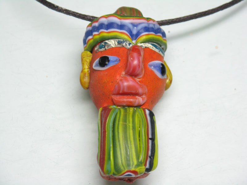 TOKO-BEADS MT001-05 Manik Topeng 58mm MT001-05 マニックトペン（マスク） 58mm Asian bead & African bead  Handmade,Lampeork,bead,asia,india,ethnic,parts,accessory,beads とんぼ玉,ビーズ,トンボ玉,アジア,インド,エスニック,手作り,パーツ,アクセサリー