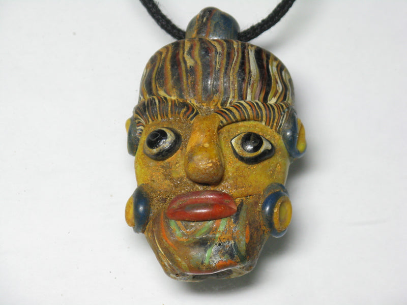 TOKO-BEADS MT001-16 Manik Topeng 61mm MT001-16 マニックトペン（マスク） 61mm Asian bead & African bead  Handmade,Lampeork,bead,asia,india,ethnic,parts,accessory,beads とんぼ玉,ビーズ,トンボ玉,アジア,インド,エスニック,手作り,パーツ,アクセサリー
