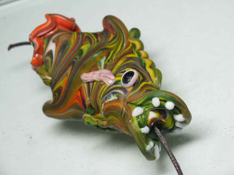 TOKO-BEADS MT002-02 Manik Topeng 48mm MT002-02 マニックトペン（魚） 48mm Asian bead & African bead  Handmade,Lampeork,bead,asia,india,ethnic,parts,accessory,beads とんぼ玉,ビーズ,トンボ玉,アジア,インド,エスニック,手作り,パーツ,アクセサリー