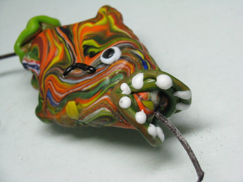 TOKO-BEADS MT002-03 Manik Topeng 46mm MT002-03 マニックトペン（魚） 46mm Asian bead & African bead  Handmade,Lampeork,bead,asia,india,ethnic,parts,accessory,beads とんぼ玉,ビーズ,トンボ玉,アジア,インド,エスニック,手作り,パーツ,アクセサリー