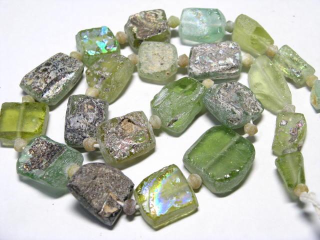 TOKO-BEADS RG023-08 Roman Glass bead (strand) (max) 19mm RG023-08 銀化ローマングラス（連） (max) 19mm Asian bead & African bead  Handmade,Lampeork,bead,asia,india,ethnic,parts,accessory,beads とんぼ玉,ビーズ,トンボ玉,アジア,インド,エスニック,手作り,パーツ,アクセサリー