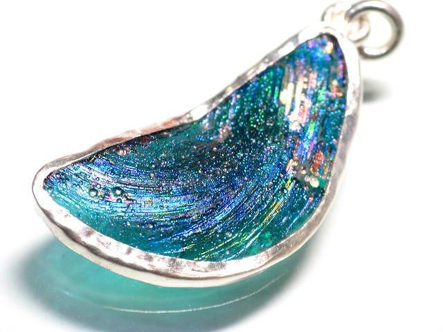 TOKO-BEADS RG024-04 Roman Glass Charm (silver925) 40mm RG024-04 ローマングラスペンダントトップ（シルバー） 40mm Asian bead & African bead  Handmade,Lampeork,bead,asia,india,ethnic,parts,accessory,beads とんぼ玉,ビーズ,トンボ玉,アジア,インド,エスニック,手作り,パーツ,アクセサリー