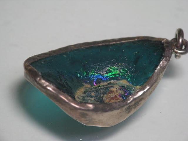 TOKO-BEADS RG024-05 Roman Glass Charm (silver925) 38mm RG024-05 ローマングラスペンダントトップ（シルバー） 38mm Asian bead & African bead  Handmade,Lampeork,bead,asia,india,ethnic,parts,accessory,beads とんぼ玉,ビーズ,トンボ玉,アジア,インド,エスニック,手作り,パーツ,アクセサリー