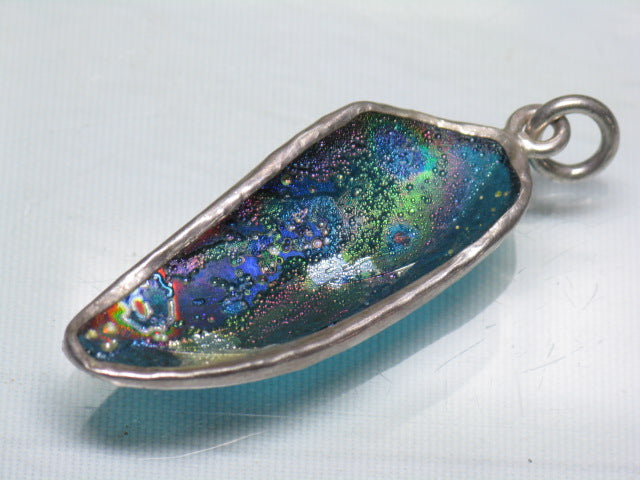 TOKO-BEADS RG024-09 Roman Glass Charm (silver925) 47mm RG024-09 ローマングラスペンダントトップ（シルバー） 47mm Asian bead & African bead  Handmade,Lampeork,bead,asia,india,ethnic,parts,accessory,beads とんぼ玉,ビーズ,トンボ玉,アジア,インド,エスニック,手作り,パーツ,アクセサリー