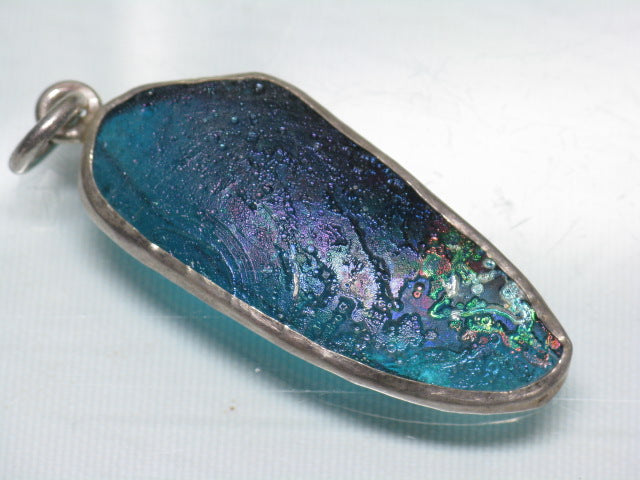 TOKO-BEADS RG024-09 Roman Glass Charm (silver925) 47mm RG024-09 ローマングラスペンダントトップ（シルバー） 47mmLoose Kazuri カズリビーズ Asian bead & African bead  Handmade,Lampeork,bead,asia,india,ethnic,parts,accessory,beads とんぼ玉,ビーズ,トンボ玉,アジア,インド,エスニック,手作り,パーツ,アクセサリー