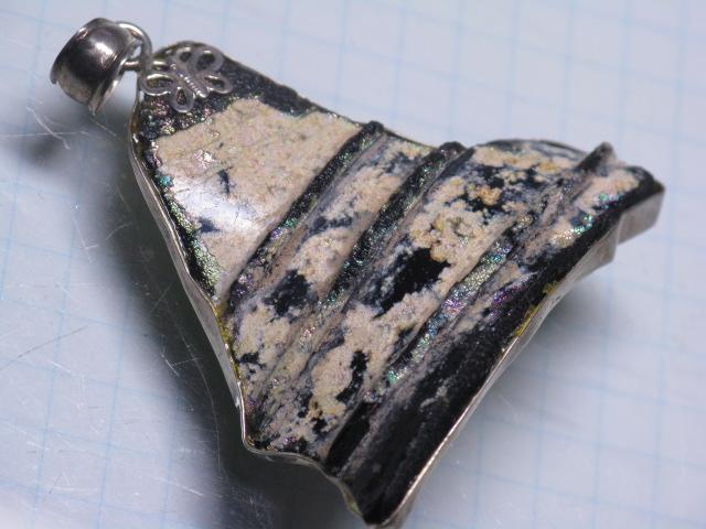 TOKO-BEADS RG024-11 Roman Glass Charm (silver925) 42.5mm RG024-11 ローマングラスペンダントトップ（シルバー） 42.5mmLoose Kazuri カズリビーズ Asian bead & African bead  Handmade,Lampeork,bead,asia,india,ethnic,parts,accessory,beads とんぼ玉,ビーズ,トンボ玉,アジア,インド,エスニック,手作り,パーツ,アクセサリー