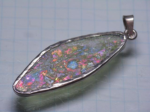 TOKO-BEADS RG024-13 Roman Glass Charm (silver925) 48.5mm RG024-13 ローマングラスペンダントトップ（シルバー） 48.5mm Asian bead & African bead  Handmade,Lampeork,bead,asia,india,ethnic,parts,accessory,beads とんぼ玉,ビーズ,トンボ玉,アジア,インド,エスニック,手作り,パーツ,アクセサリー