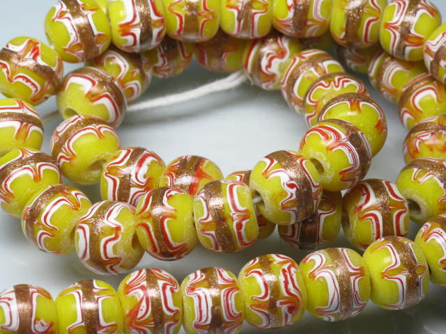 TOKO-BEADS T001N-02 Tombodama Glass bead (strand) 11~12mm T001N-02 とんぼ玉（連） 11~12mmLoose Kazuri カズリビーズ Asian bead & African bead  Handmade,Lampeork,bead,asia,india,ethnic,parts,accessory,beads とんぼ玉,ビーズ,トンボ玉,アジア,インド,エスニック,手作り,パーツ,アクセサリー