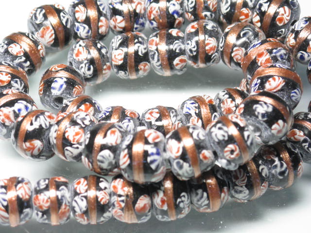 TOKO-BEADS T002N-02 Tombodama Glass bead (strand) 11~12mm T002N-02 とんぼ玉（連） 11~12mmLoose Kazuri カズリビーズ Asian bead & African bead  Handmade,Lampeork,bead,asia,india,ethnic,parts,accessory,beads とんぼ玉,ビーズ,トンボ玉,アジア,インド,エスニック,手作り,パーツ,アクセサリー
