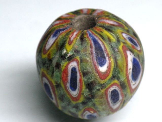 TOKO-BEADS T112 Lampwork glass bead 20mm T112 ジャワ玉（とんぼ玉） 20mmLoose Kazuri カズリビーズ Asian bead & African bead  Handmade,Lampeork,bead,asia,india,ethnic,parts,accessory,beads とんぼ玉,ビーズ,トンボ玉,アジア,インド,エスニック,手作り,パーツ,アクセサリー