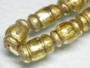 TOKO-BEADS T151-11N Gold Sandwich bead(strand)  7.5~8.5mm T151-11N ゴールドサンドイッチ玉（連） 7.5~8.5mm Asian bead & African bead  Handmade,Lampeork,bead,asia,india,ethnic,parts,accessory,beads とんぼ玉,ビーズ,トンボ玉,アジア,インド,エスニック,手作り,パーツ,アクセサリー