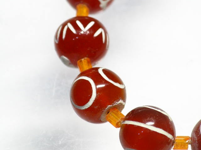TOKO-BEADS T580-71 Afgan Agate (strand) 8mm T580-71 アフガンエッチドアゲイト（連） 8mm Asian bead & African bead  Handmade,Lampeork,bead,asia,india,ethnic,parts,accessory,beads とんぼ玉,ビーズ,トンボ玉,アジア,インド,エスニック,手作り,パーツ,アクセサリー