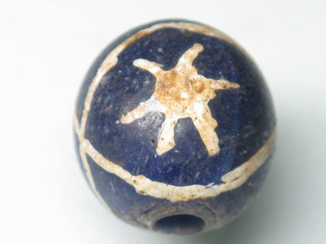 TOKO-BEADS T588-03 Manik Burung(blue) 16mm T588-03 マニックブルン（鳥玉/ブルー） 16mm Asian bead & African bead  Handmade,Lampeork,bead,asia,india,ethnic,parts,accessory,beads とんぼ玉,ビーズ,トンボ玉,アジア,インド,エスニック,手作り,パーツ,アクセサリー