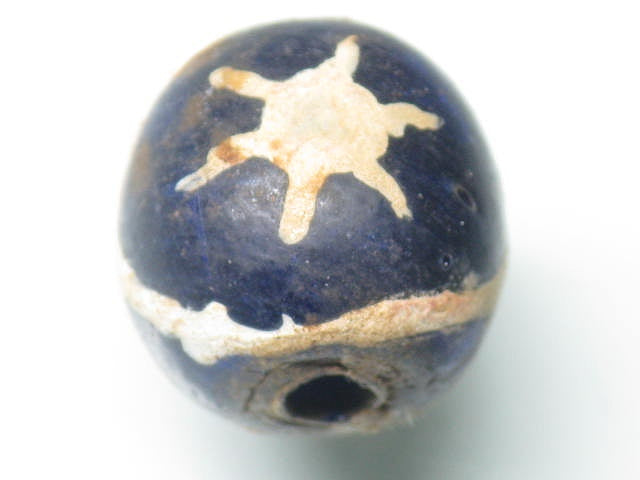 TOKO-BEADS T588-05 Manik Burung(blue) 16mm T588-05 マニックブルン（鳥玉/ブルー） 16mm Asian bead & African bead  Handmade,Lampeork,bead,asia,india,ethnic,parts,accessory,beads とんぼ玉,ビーズ,トンボ玉,アジア,インド,エスニック,手作り,パーツ,アクセサリー