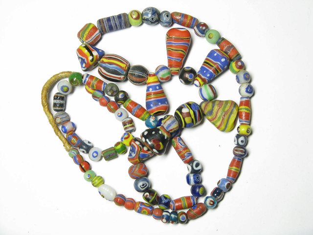 TOKO-BEADS T603-10 Lampwork glass bead (strand) 5~16mm T603-10 ジャワ希少ビーズ（連） 5~16mm Asian bead & African bead  Handmade,Lampeork,bead,asia,india,ethnic,parts,accessory,beads とんぼ玉,ビーズ,トンボ玉,アジア,インド,エスニック,手作り,パーツ,アクセサリー