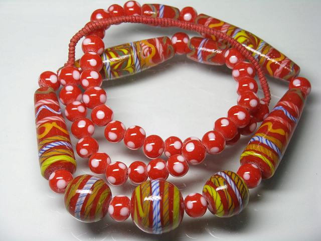 TOKO-BEADS T607-03 Lampwork glass bead (strand) 8~19mm T607-03 ジャワ希少ビーズ（連） 8~19mm Asian bead & African bead  Handmade,Lampeork,bead,asia,india,ethnic,parts,accessory,beads とんぼ玉,ビーズ,トンボ玉,アジア,インド,エスニック,手作り,パーツ,アクセサリー