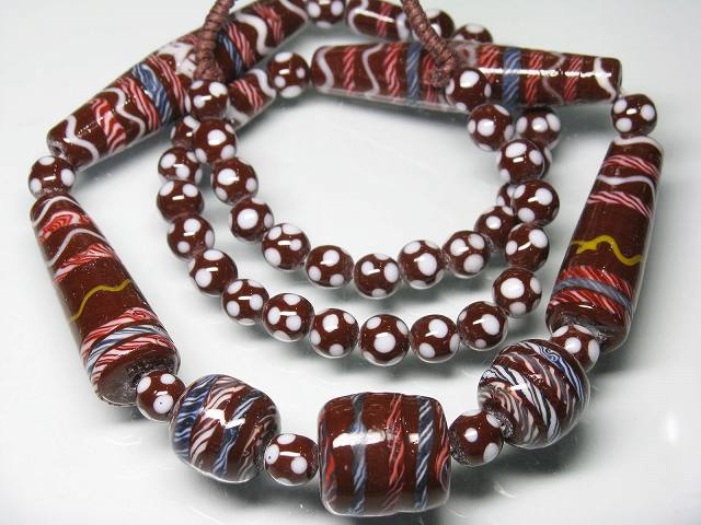 TOKO-BEADS T607-05 Lampwork glass bead (strand) 8~19mm T607-05 ジャワ希少ビーズ（連） 8~19mm Asian bead & African bead  Handmade,Lampeork,bead,asia,india,ethnic,parts,accessory,beads とんぼ玉,ビーズ,トンボ玉,アジア,インド,エスニック,手作り,パーツ,アクセサリー