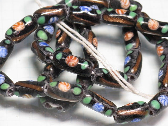 | TOKO-BEADS |T718N-14 ジャワ希少とんぼ玉（連） 7.5mmとんぼ玉,ビーズ,トンボ玉,アジア,インド,エスニック,手作り,パーツ,アクセサリー