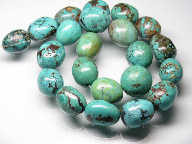 | TOKO-BEADS |TQ099N-02 ターコイズビーズ（連） 12~16mmとんぼ玉,ビーズ,トンボ玉,アジア,インド,エスニック,手作り,パーツ,アクセサリー