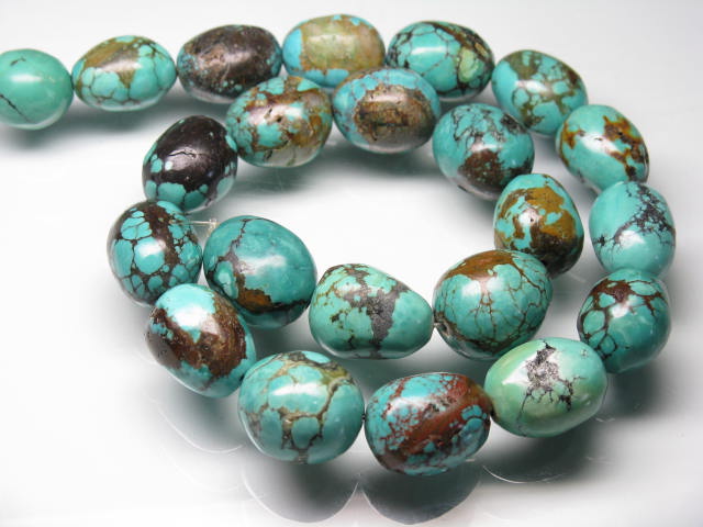 TOKO-BEADS TQ099-04N Turquoise bead (strand) 12~16mm TQ099-04N ターコイズビーズ（連） 12~16mm Asian bead & African bead  Handmade,Lampeork,bead,asia,india,ethnic,parts,accessory,beads とんぼ玉,ビーズ,トンボ玉,アジア,インド,エスニック,手作り,パーツ,アクセサリー